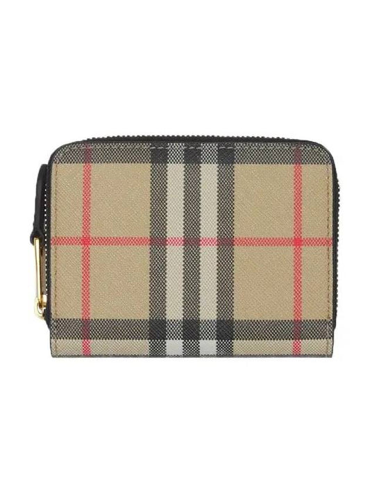 Vintage Check Zipper Halfwallet Beige - BURBERRY - BALAAN.