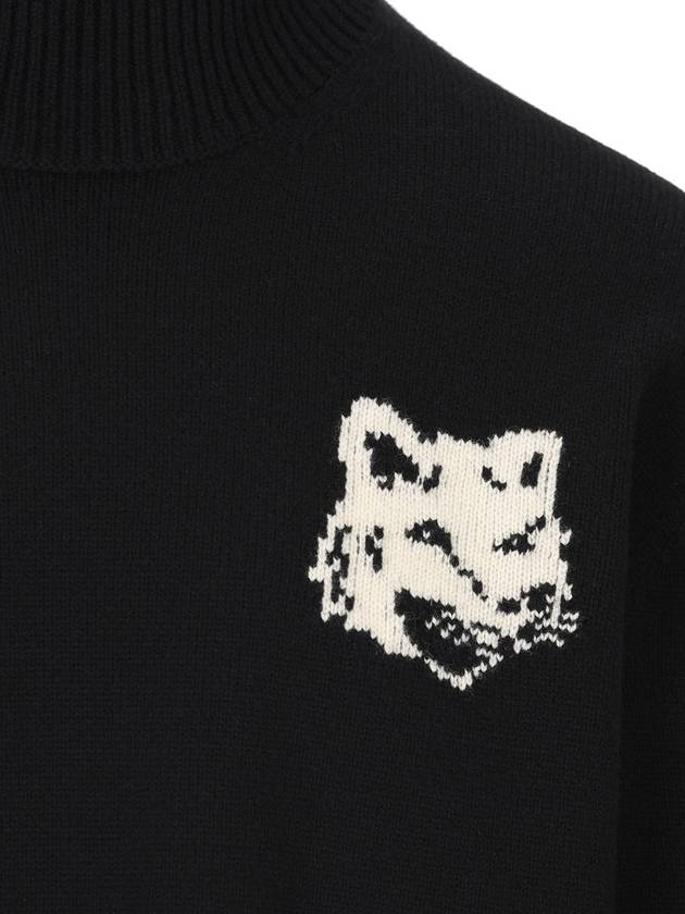 Fox Head Intarsia Comfort Turtleneck Black - MAISON KITSUNE - BALAAN 4