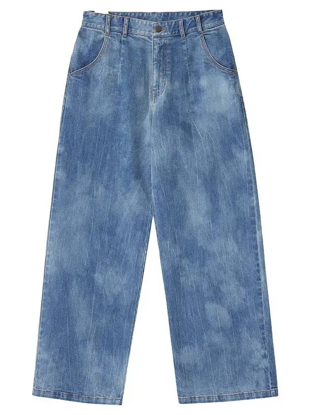 Crease Washed Wide Denim Pants Blue - NOIRER - BALAAN 3