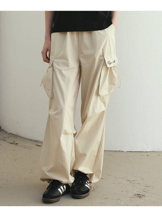 _W'S CARGO POCKET STRING NYLON BANDING PANTS_BEIGE - THE GREEN LAB - BALAAN 2