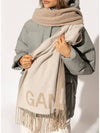 Logo Print Fringe Wool Muffler Beige - GANNI - BALAAN 3