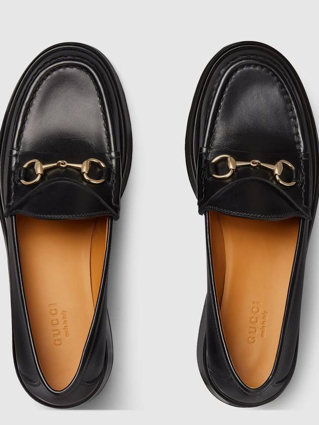 Women's Horsebit Wedge Leather Loafer Black - GUCCI - BALAAN 6