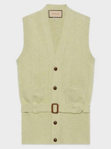 Men's Belted Wool Knit Vest 673870 - GUCCI - BALAAN 1