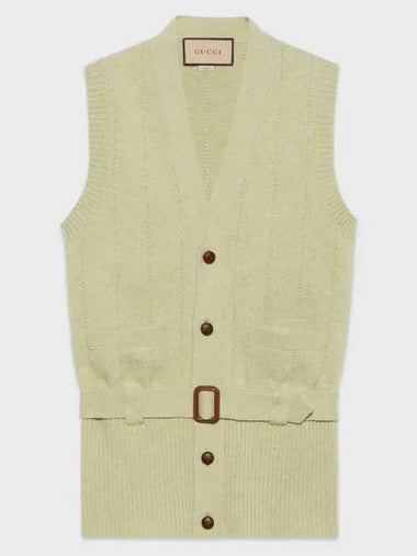 Men's Belted Wool Knit Vest 673870 - GUCCI - BALAAN 1