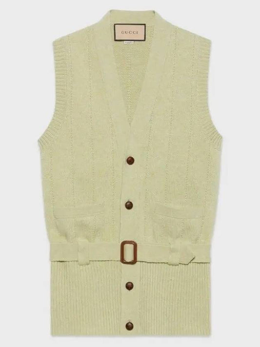 Men's Belted Wool Knit Vest 673870 - GUCCI - BALAAN 1