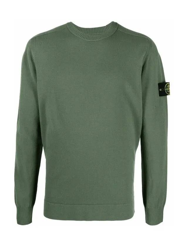 Stretch Wool Crewneck Knit Top Khaki - STONE ISLAND - BALAAN 3