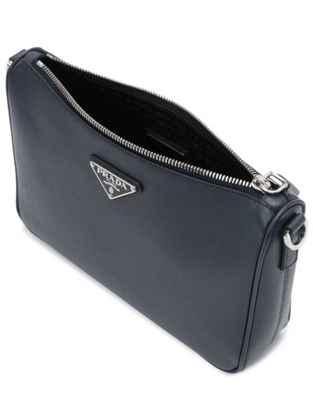 triangle logo leather shoulder bag black - PRADA - BALAAN 5