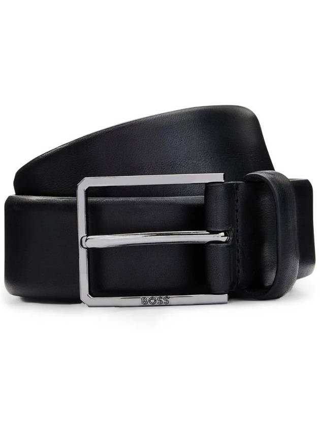 Logo Engrave Buckle Leather Belt Black - HUGO BOSS - BALAAN 1