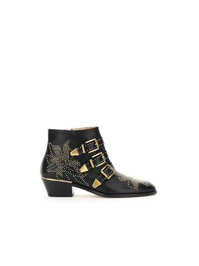 Women's Susanna Gold Stud Ankle Chelsea Boots Black - CHLOE - BALAAN 2