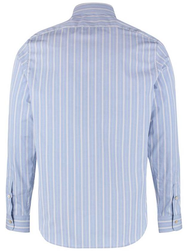 Men's Striped Cotton Boxy Long Sleeve Shirt Blue - GUCCI - BALAAN 3