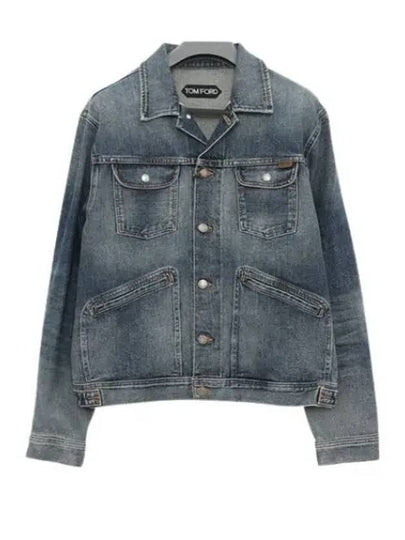 Classic Logo Tab Flap Pocket Denim Jacket Blue - TOM FORD - BALAAN 2