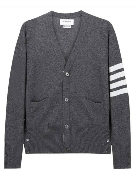 Men's Diagonal Classic Cashmere Cardigan Mid Grey - THOM BROWNE - BALAAN 2