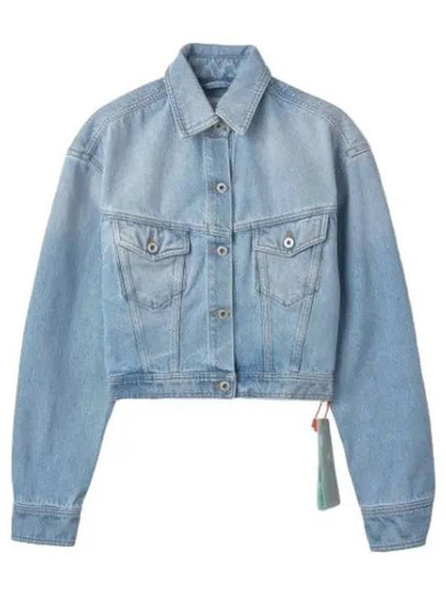 Women's Toy Box Bleach Crop Jacket Blue - OFF WHITE - BALAAN 2