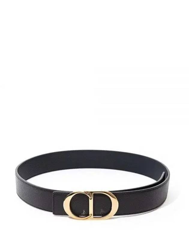 CD Logo Gold Buckle Reversible Leather Belt Black Navy - DIOR - BALAAN 2