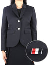 Women's Wool Gabardine High Armhole Sports Jacket Navy - THOM BROWNE - BALAAN.