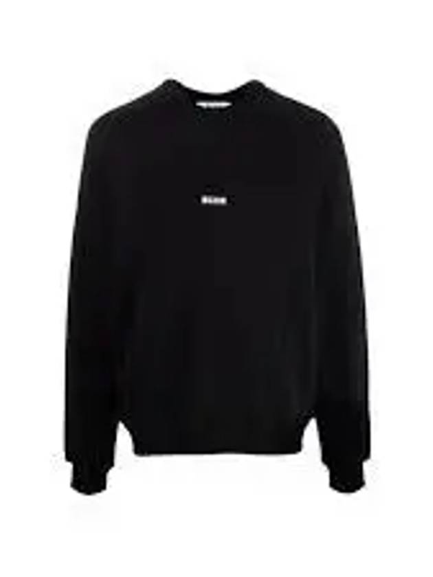 Micro Logo Print Cotton Sweatshirt Black - MSGM - BALAAN 2