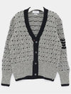 4 Bar Stripe Cable Knit Cardigan Grey - THOM BROWNE - BALAAN 4