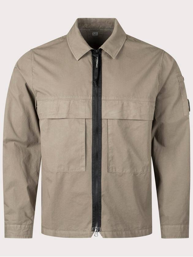 Organic Gabardine Over Long Sleeve Shirt Walnut - CP COMPANY - BALAAN 2