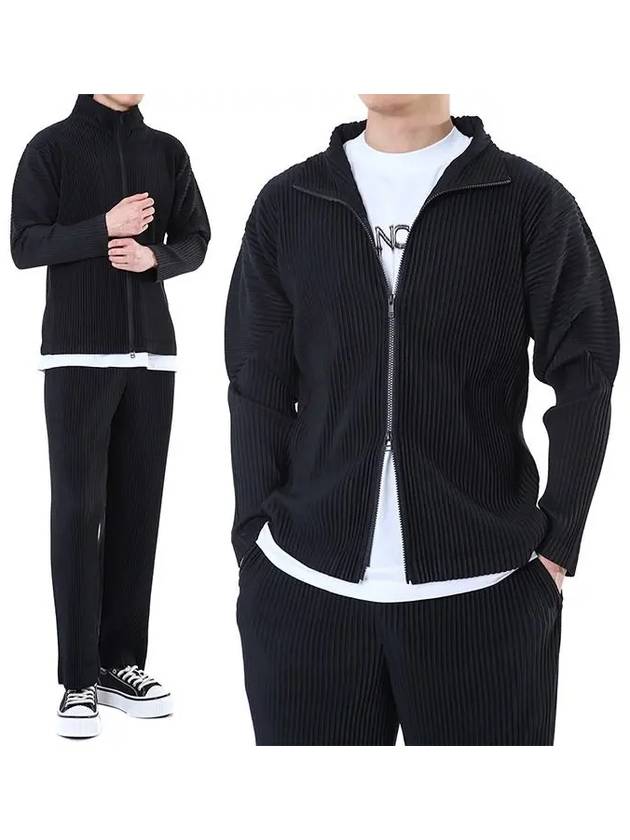 Pleated Full Zipper Cardigan Black - ISSEY MIYAKE - BALAAN 3