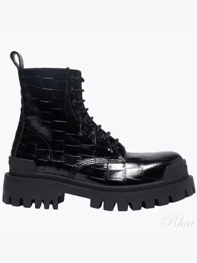 Strike Crocodile Embossed Walker Boots Black - BALENCIAGA - BALAAN 2