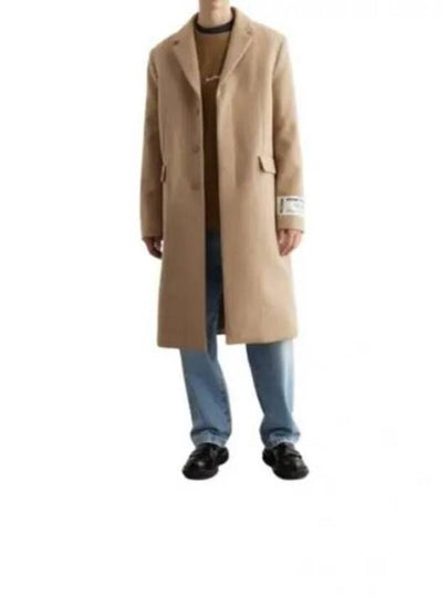 Logo Label Wool Single Coat Camel Beige - ACNE STUDIOS - BALAAN 2