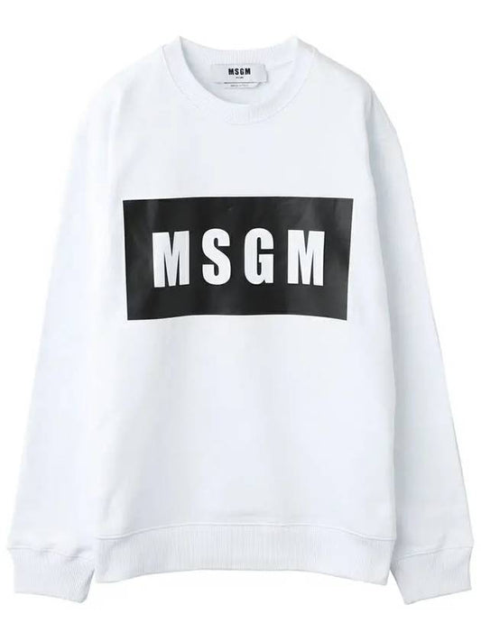 Women's Square Logo Sweatshirt White - MSGM - BALAAN.