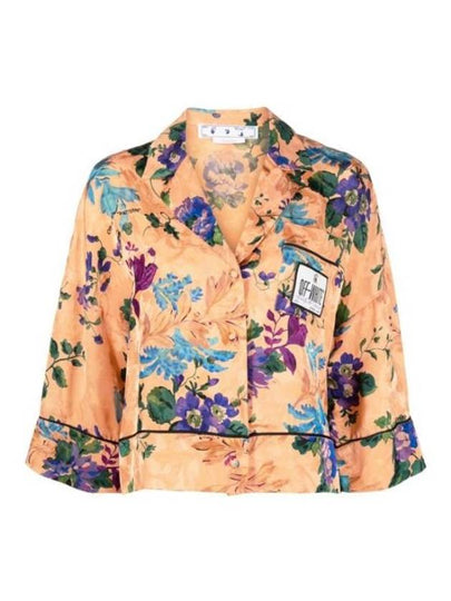 Logo Patch Floral Print Shirt Peach Orange - OFF WHITE - BALAAN 2