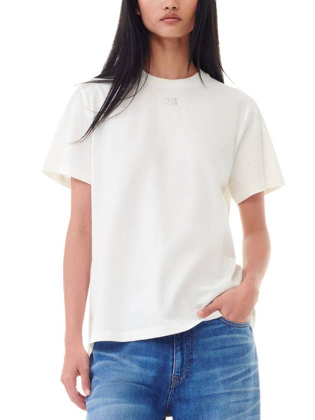 Logo Cotton Short Sleeve T-Shirt White - GANNI - BALAAN 5