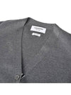 Milano Stitch 4 Bar Classic V Neck Fine Merino Wool Cardigan Medium Grey - THOM BROWNE - BALAAN 3