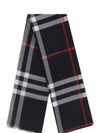 Checkered Wool Silk Scarf Navy - BURBERRY - BALAAN 2