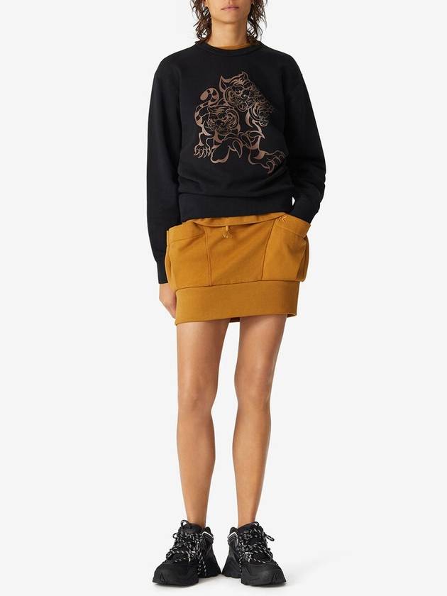 Three Tiger Print Sweatshirt Black - KENZO - BALAAN 4