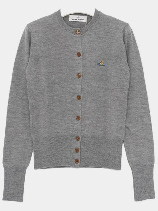 Bea Logo Wool Cardigan Grey - VIVIENNE WESTWOOD - BALAAN 1