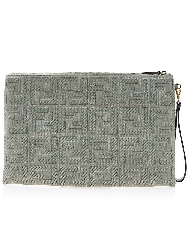 FF Logo Flat Large Clutch Bag Grey - FENDI - BALAAN 4