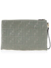 FF Logo Flat Large Clutch Bag Grey - FENDI - BALAAN 4