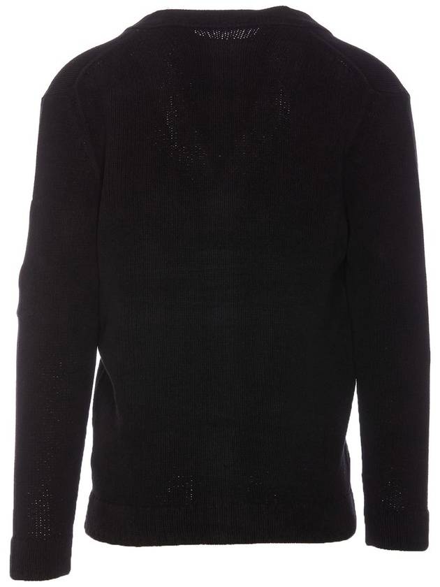 Cotton Chenille Buttoned Cardigan Black - CP COMPANY - BALAAN 3