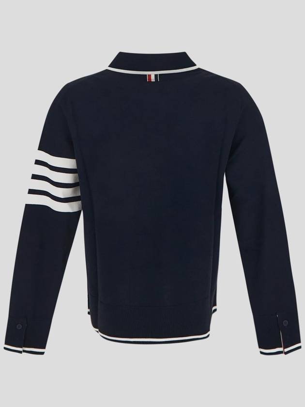 Women's Tipping Jersey Viscose Polo Shirt Navy - THOM BROWNE - BALAAN 3