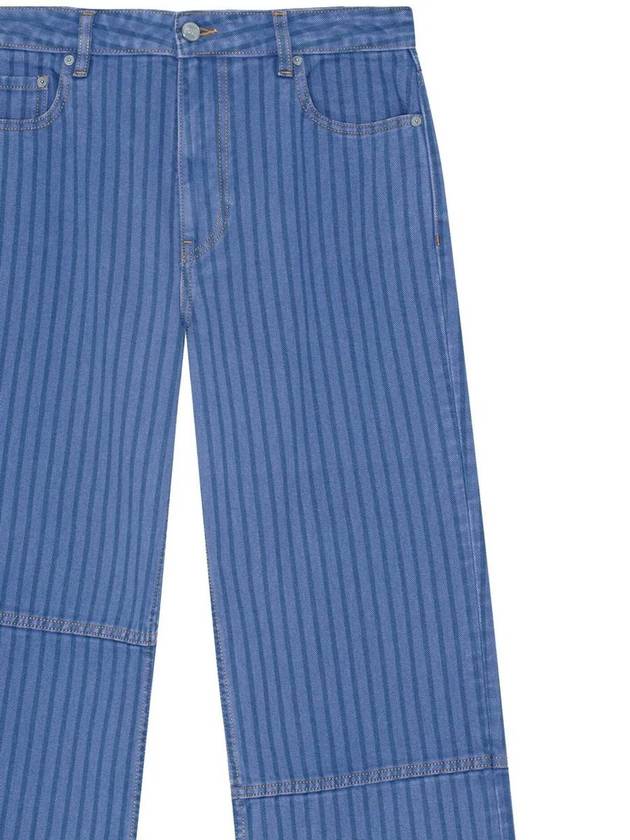 Striped Izey Straight Jeans Blue - GANNI - BALAAN 3