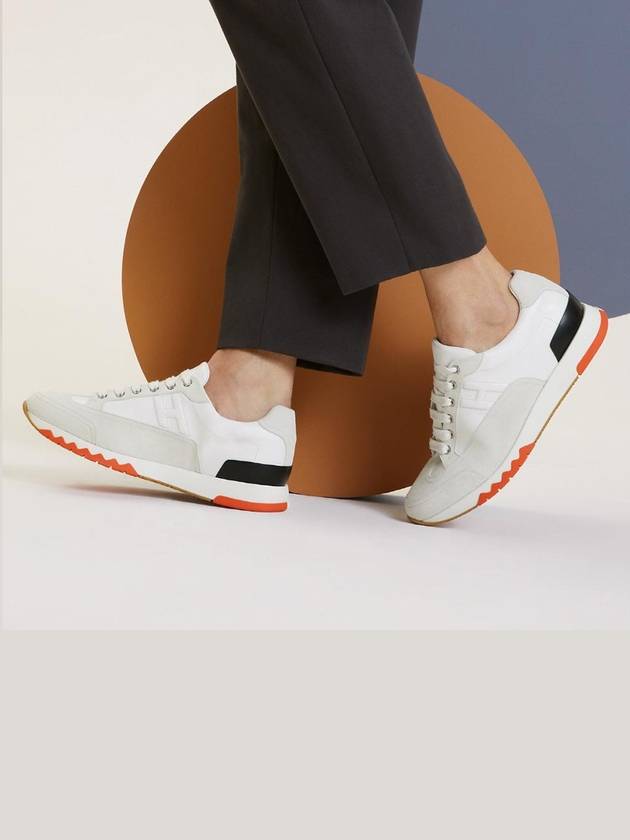 Men's Trail Sneakers Calfskin Multicolor White Orange - HERMES - BALAAN 10