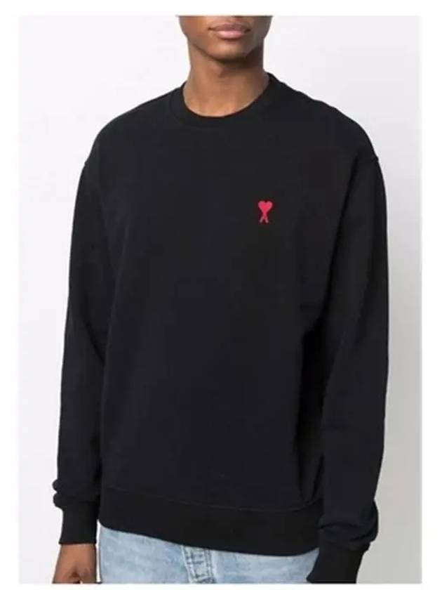 Small Heart Logo Sweatshirt Black - AMI - BALAAN 3