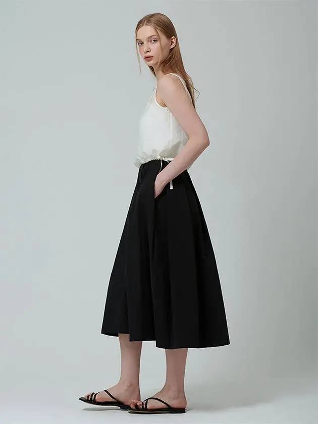 Pintuck flare volume skirt black - PINBLACK - BALAAN 2