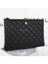 Medium Classic Clutch Bag Caviar Leather & Silver Black - CHANEL - BALAAN 8