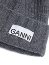 Logo Wool Twist Beanie Gray Women s - GANNI - BALAAN 4