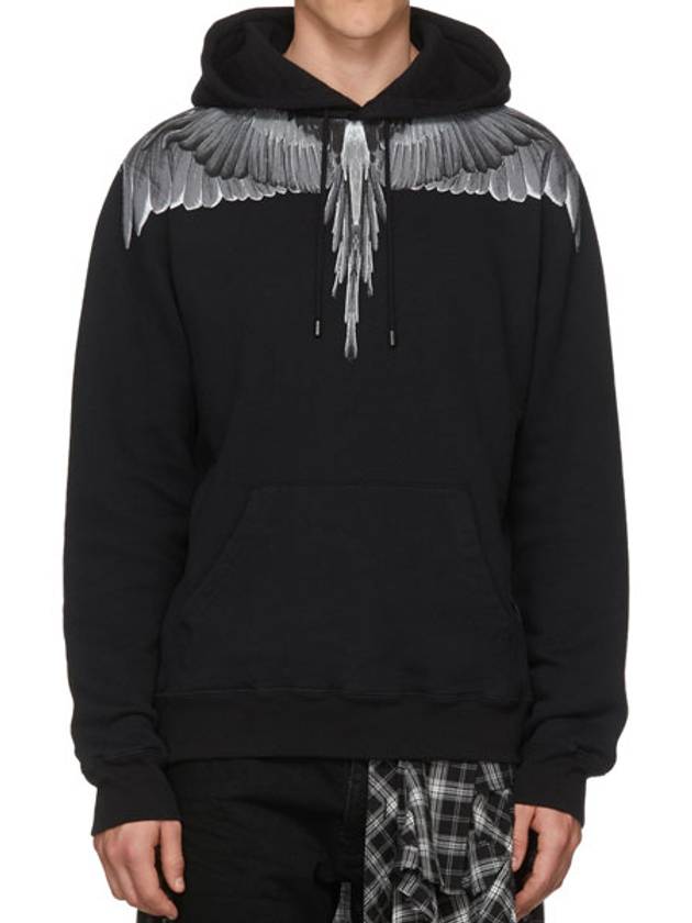 Grey Wing Print Hoodie Black - MARCELO BURLON - BALAAN 2