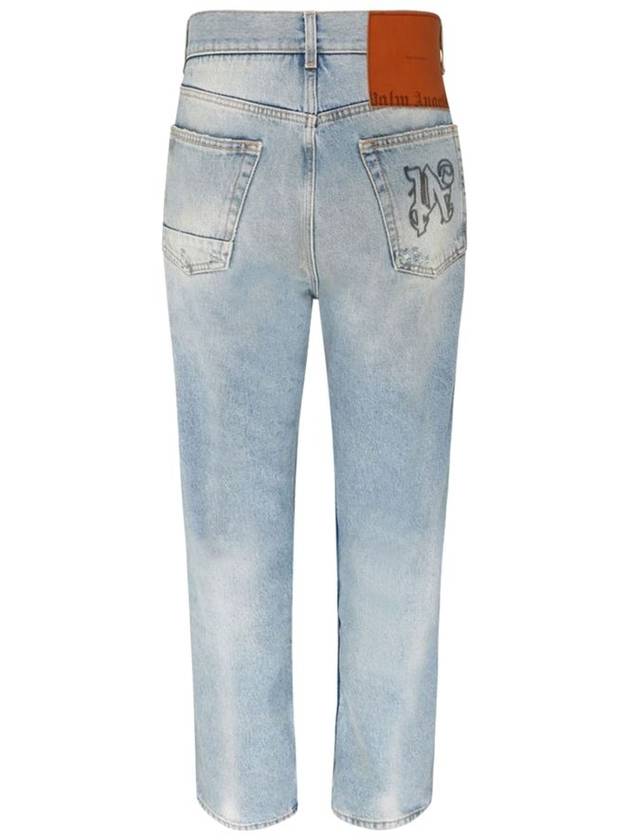 E men's denim pants jeans PMYA030E23DEN0044010 PA Monogram denim loose fit jeans - PALM ANGELS - BALAAN 3