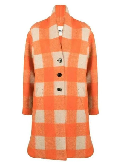 Women's Gabriel Check Single Coat Orange - ISABEL MARANT - BALAAN 2