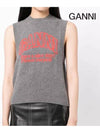 Logo Intarsia Knit Vest Grey - GANNI - BALAAN 6