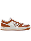 Downtown Perforated Leather Low Top Sneakers Orange - PRADA - BALAAN 5