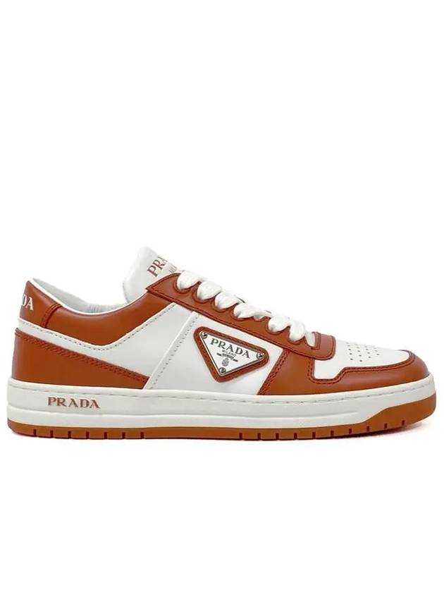 Downtown Perforated Leather Low Top Sneakers Orange - PRADA - BALAAN 5