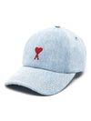 Men's De Coeur Embroidered Logo Denim Ball Cap Blue - AMI - BALAAN 1