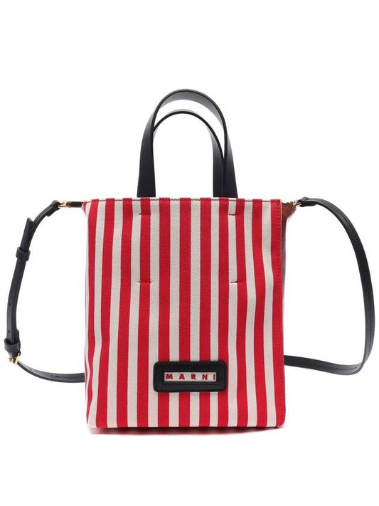 Women's MUSEO Striped Tote Shoulder Bag SHMP0040Q7_P4171_Z2P39_22S - MARNI - BALAAN 1